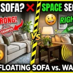 How to arrange furniture in a small living room — floating sofa vs wall placement comparison