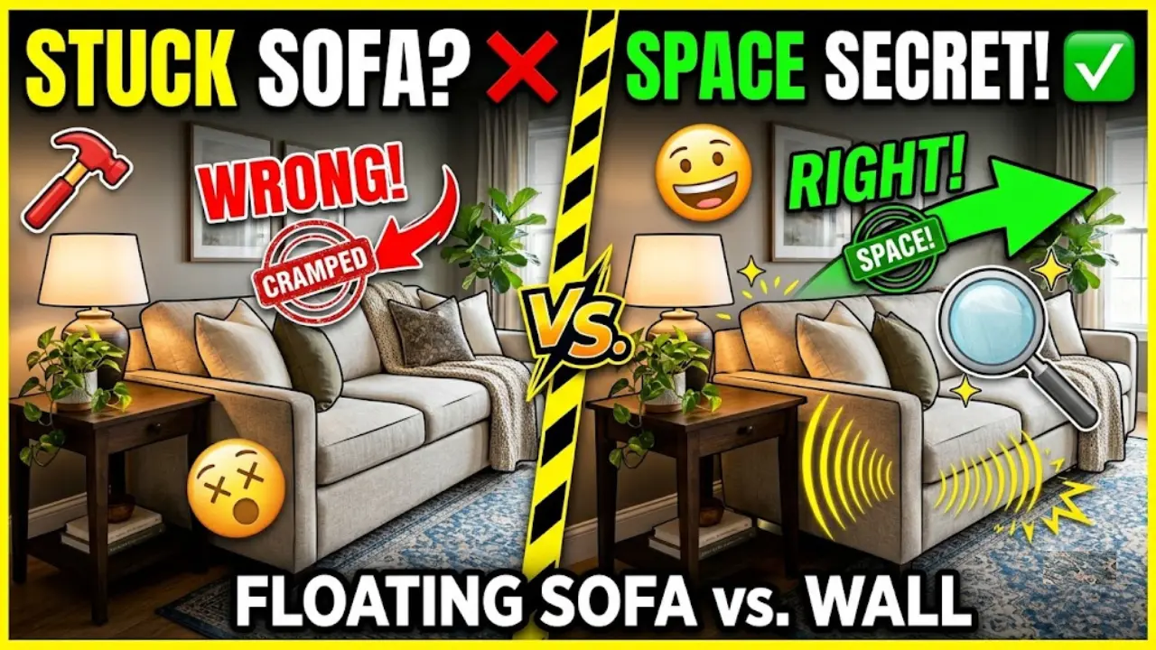 How to arrange furniture in a small living room — floating sofa vs wall placement comparison