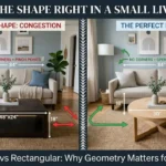 Side by side comparison of Best Coffee Table Shapes for Small Living Rooms in a small living room