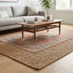 Image shows how to layer rugs in a living room the right way